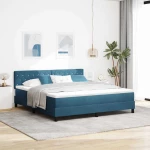 Κρεβάτι με Στρώμα & LED vidaXL Σκούρο Μπλε 180x200 εκ. Βελούδο