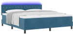 Κρεβάτι με Στρώμα & LED vidaXL Σκούρο Μπλε 180x200 εκ. Βελούδο
