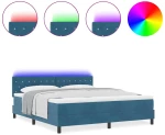 Κρεβάτι με Στρώμα & LED vidaXL Σκούρο Μπλε 180x200 εκ. Βελούδο