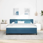 Κρεβάτι με Στρώμα & LED vidaXL Σκούρο Μπλε 180x200 εκ. Βελούδο