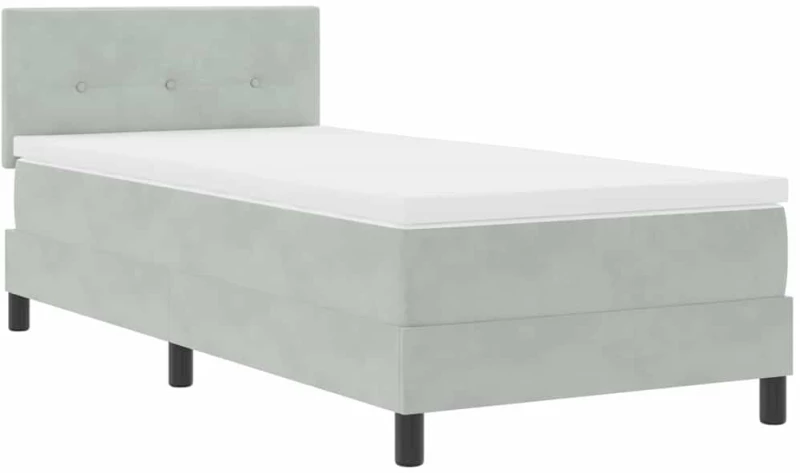 vidaXL Κρεβάτι με Στρώμα & Λάμπα LED Γκρί 90x200 εκ. Βελούδο