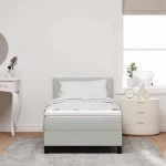 vidaXL Κρεβάτι με Στρώμα & Λάμπα LED Γκρί 90x200 εκ. Βελούδο