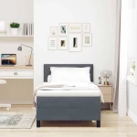 Κρεβάτι Box Spring με Στρώμα και LED vidaXL Σκούρο Γκρι 100x200 εκ Βελούδο