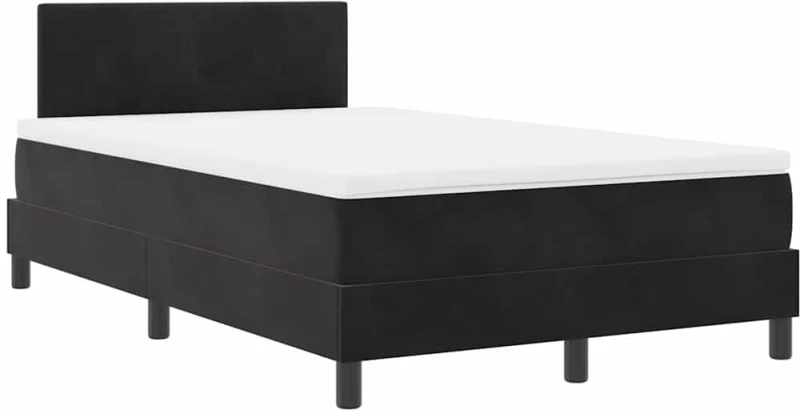 κρεβάτι box spring vidaXL με στρώμα και LED Μαύρο 120x200 εκ. Βελούδο