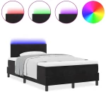 κρεβάτι box spring vidaXL με στρώμα και LED Μαύρο 120x200 εκ. Βελούδο
