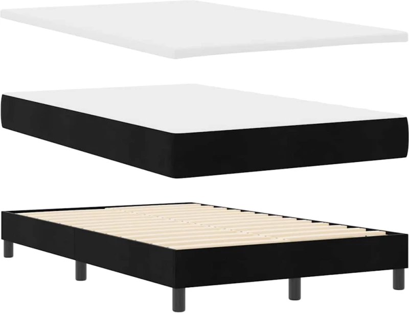 κρεβάτι box spring vidaXL με στρώμα και LED Μαύρο 120x200 εκ. Βελούδο