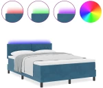 vidaXL Κρεβάτι με Στρώμα & LED Σκούρο Μπλε 140x190 εκ Βελούδο