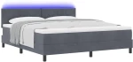 vidaXL Κρεβάτι Box Spring με Στρώμα & LED Σκούρο Γκρι 180x200 εκ Βελούδο