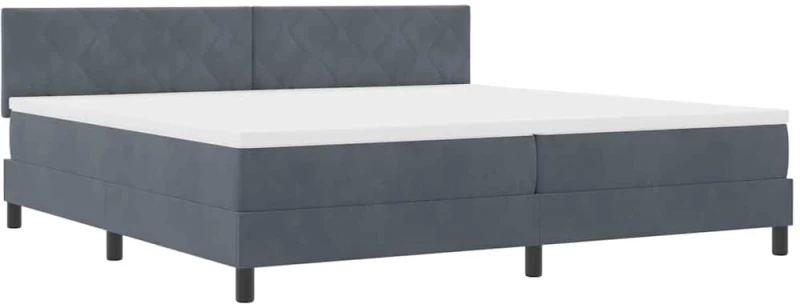 vidaXL Κρεβάτι Box Spring με Ματράς & LED Σκούρο Γκρι 200x200 εκ. Βελούδο