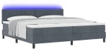 vidaXL Κρεβάτι Box Spring με Ματράς & LED Σκούρο Γκρι 200x200 εκ. Βελούδο