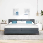 vidaXL Κρεβάτι Box Spring με Ματράς & LED Σκούρο Γκρι 200x200 εκ. Βελούδο