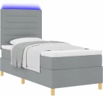 vidaXL Κρεβάτι με Στρώμα & LED Ανοιχτό Γκρι 80x200 cm Υφασμάτινο