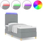vidaXL Κρεβάτι με Στρώμα & LED Ανοιχτό Γκρι 80x200 cm Υφασμάτινο