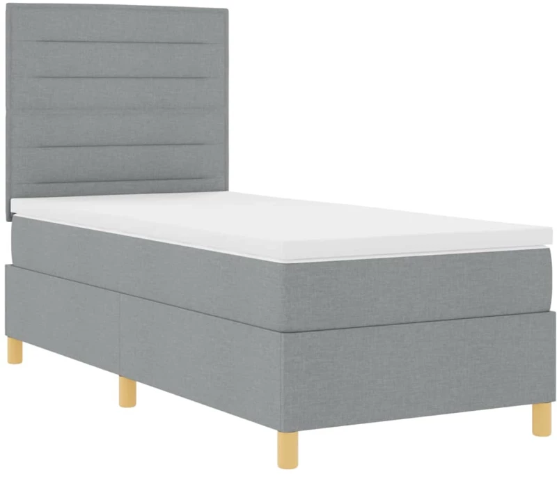 vidaXL Κρεβάτι με Στρώμα & LED Ανοιχτό Γκρι 80x200 cm Υφασμάτινο