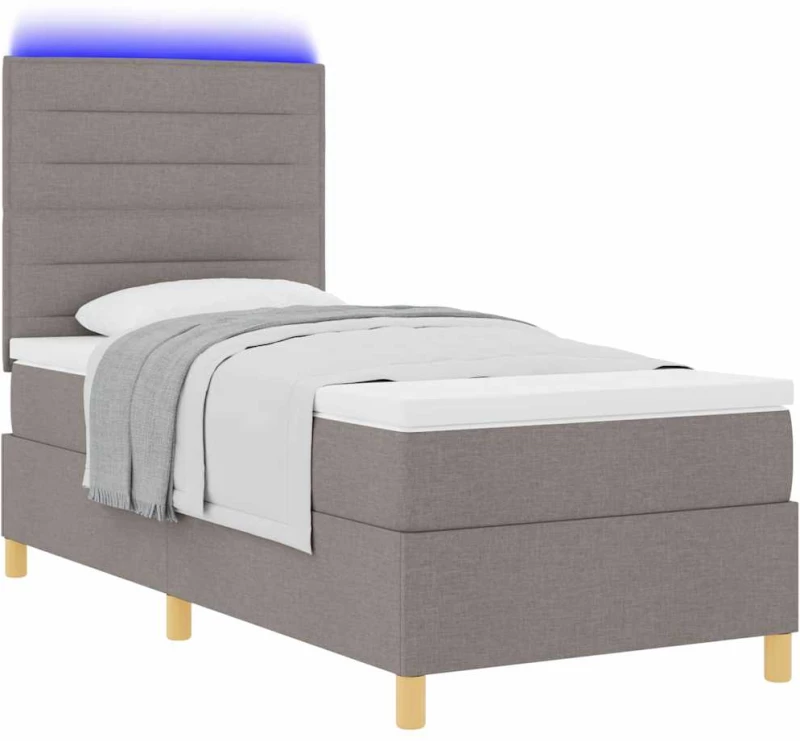 vidaXL Κρεβάτι με βάση και στρώμα & LED Ταφ 90x200 εκ. Ύφασμα