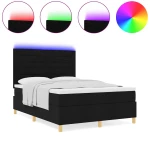 vidaXL Κρεβάτι με Στρώμα και LED Μαύρο 140x200 εκ. Υφάσματος