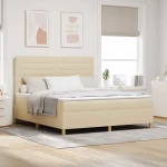 vidaXL Κρεβάτι Box Spring με Στρώμα & LED Κρέμα 180x200 εκ. Ύφασμα