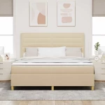 vidaXL Κρεβάτι Box Spring με Στρώμα & LED Κρέμα 180x200 εκ. Ύφασμα