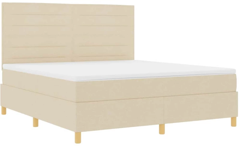vidaXL Κρεβάτι Box Spring με Στρώμα & LED Κρέμα 180x200 εκ. Ύφασμα
