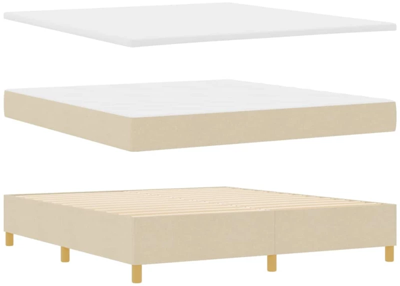 vidaXL Κρεβάτι Box Spring με Στρώμα & LED Κρέμα 180x200 εκ. Ύφασμα