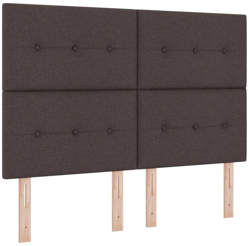 vidaXL Κρεβάτι Box Spring με Στρώμα & LED σκούρο καφέ 140x190 εκ. ύφασμα