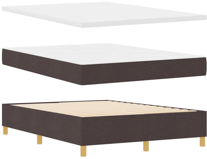 vidaXL Κρεβάτι Box Spring με Στρώμα & LED Καφέ Σκούρο 140x200 εκ. Υφάσματος