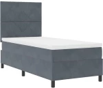 κρεβάτι Box Spring με στρώμα & LED vidaXL Σκούρο Γκρι 90x190 εκ Βελούδο