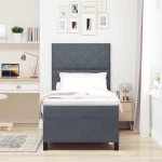 κρεβάτι Box Spring με στρώμα & LED vidaXL Σκούρο Γκρι 90x190 εκ Βελούδο