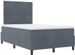 vidaXL Κρεβάτι Box Spring με στρώμα & LED Σκούρο Γκρι 120x190 εκ. Βελούδο