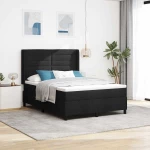 Κρεβάτι Box Spring vidaXL με Στρώμα & LED Μαύρο 140x200 εκ Υφασμάτινο