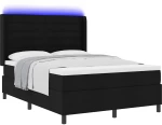 Κρεβάτι Box Spring vidaXL με Στρώμα & LED Μαύρο 140x200 εκ Υφασμάτινο