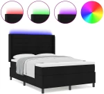 Κρεβάτι Box Spring vidaXL με Στρώμα & LED Μαύρο 140x200 εκ Υφασμάτινο