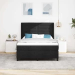 Κρεβάτι Box Spring vidaXL με Στρώμα & LED Μαύρο 140x200 εκ Υφασμάτινο