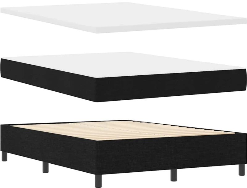 Κρεβάτι Box Spring vidaXL με Στρώμα & LED Μαύρο 140x200 εκ Υφασμάτινο