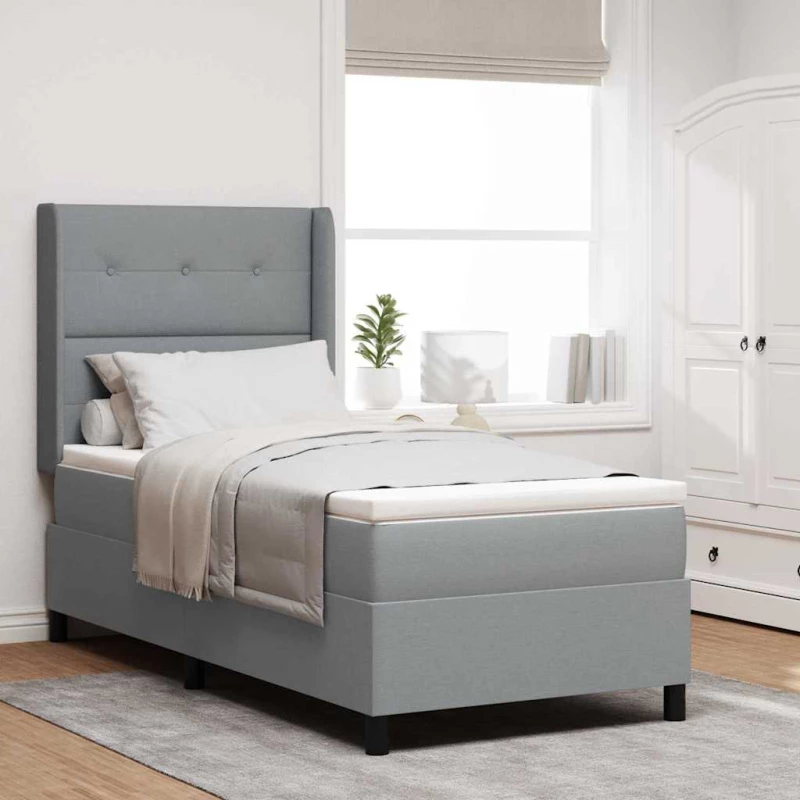 vidaXL Κρεβάτι box spring με στρώμα και LED σε ανοιχτό γκρι, 80 x 200 cm.