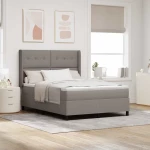 κρεβάτι box spring με στρώμα και LED σε ταχίνη 140x190 εκ υφάσματος