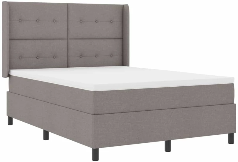 κρεβάτι box spring με στρώμα και LED σε ταχίνη 140x190 εκ υφάσματος