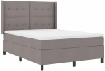 κρεβάτι box spring με στρώμα και LED σε ταχίνη 140x190 εκ υφάσματος