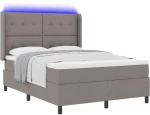 κρεβάτι box spring με στρώμα και LED σε ταχίνη 140x190 εκ υφάσματος
