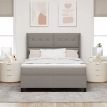 κρεβάτι box spring με στρώμα και LED σε ταχίνη 140x190 εκ υφάσματος