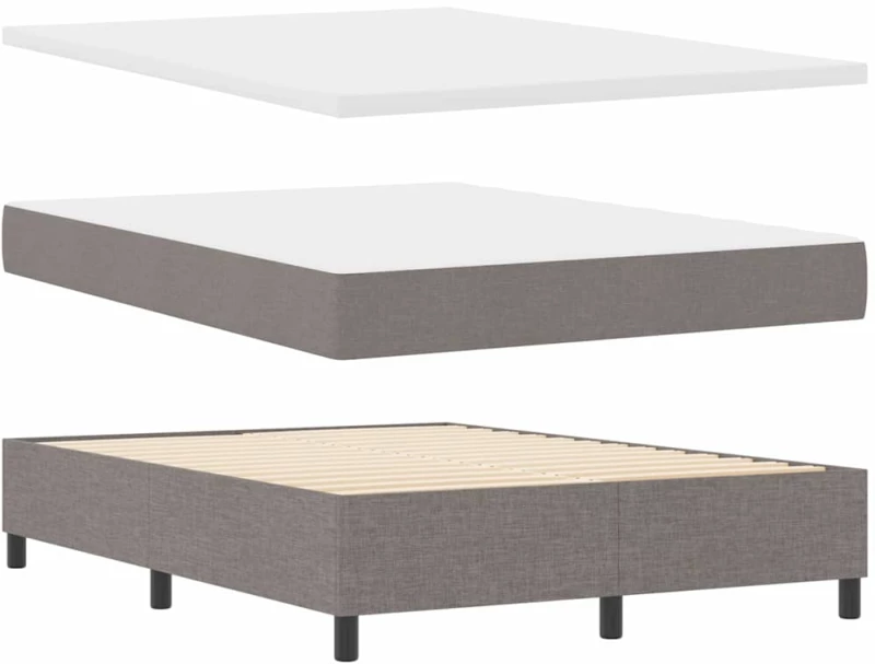 κρεβάτι box spring με στρώμα και LED σε ταχίνη 140x190 εκ υφάσματος