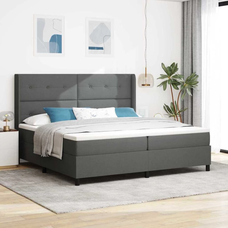 vidaXL Κρεβάτι με Στρώμα & LED σε Σκούρο Γκρι 200x200 cm