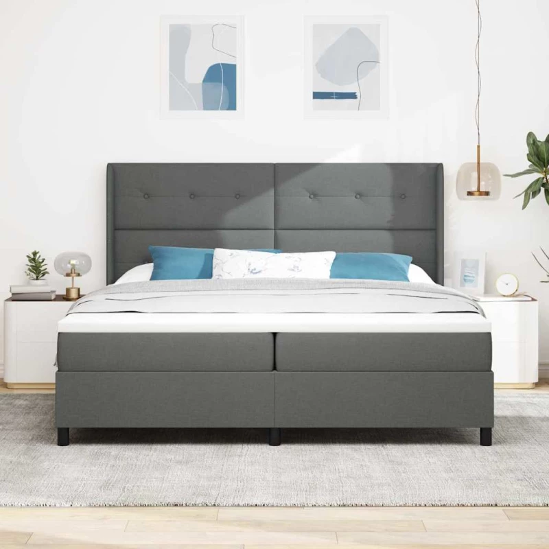 vidaXL Κρεβάτι με Στρώμα & LED σε Σκούρο Γκρι 200x200 cm
