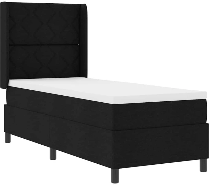 vidaXL Κρεβάτι με ελατήρια και στρώμα, μαύρο, 90x190 εκ, ύφασμα.
