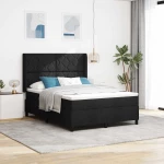 vidaXL Κρεβάτι με Ελατήρια και Στρώμα & LED Μαύρο 160x200 εκ