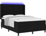 vidaXL Κρεβάτι με Ελατήρια και Στρώμα & LED Μαύρο 160x200 εκ