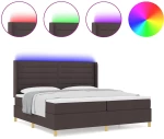 vidaXL Κρεβάτι με Στρώμα & LED Σκούρο Καφέ 200x200 εκ Καμβά