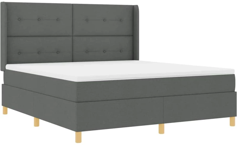Κρεβάτι Box Spring με Στρώμα & LED vidaXL Γκρι 180x200 εκ. Υφασμάτινο