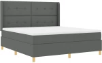 Κρεβάτι Box Spring με Στρώμα & LED vidaXL Γκρι 180x200 εκ. Υφασμάτινο