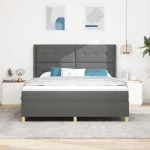 Κρεβάτι Box Spring με Στρώμα & LED vidaXL Γκρι 180x200 εκ. Υφασμάτινο